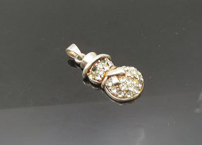 925 Sterling Silver  Vintage Cubic Zirconia & Hematite Snowman Pendant PT17333