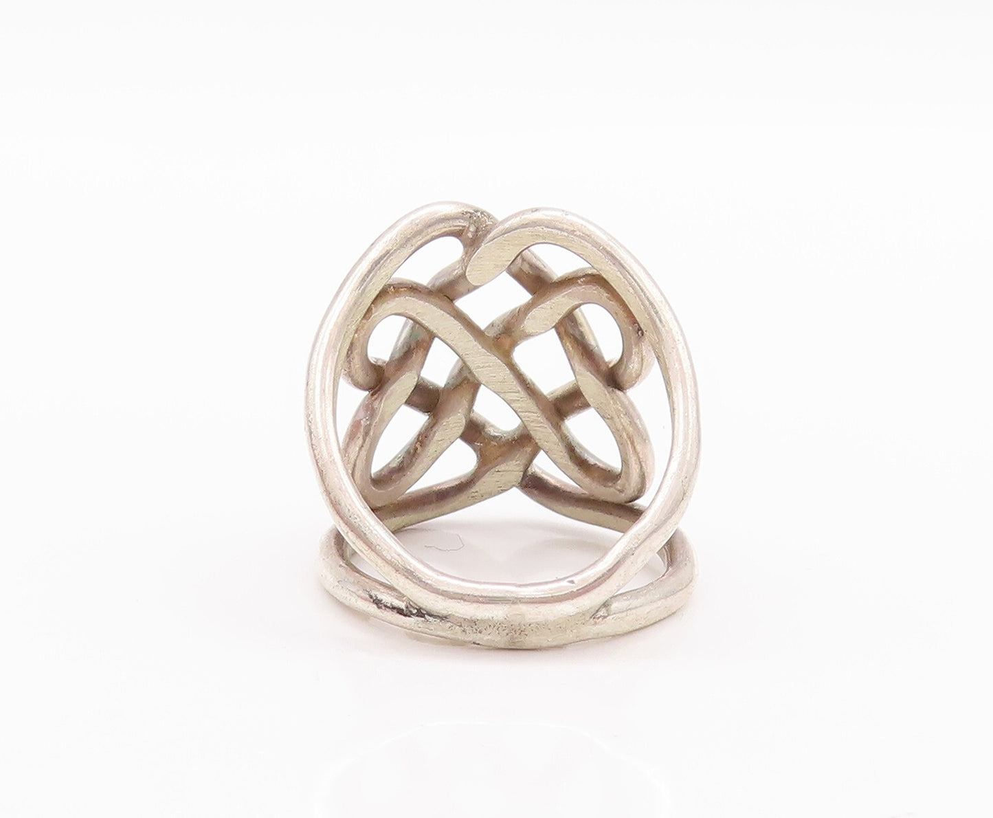 925 Sterling Silver Vintage Ring Solid Cutout Trellis Celtic Knot  Sz 8  RG28600