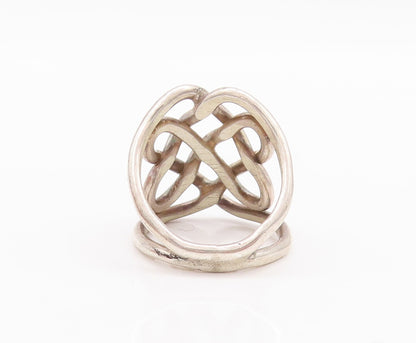 925 Sterling Silver Vintage Ring Solid Cutout Trellis Celtic Knot  Sz 8  RG28600