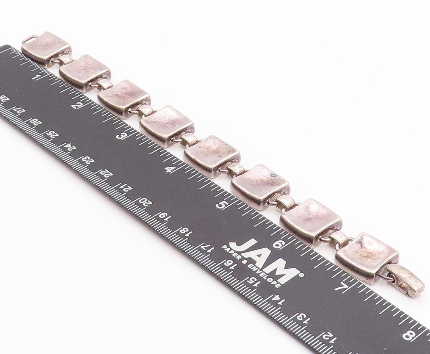 925 Sterling Silver Vintage Bracelet Antique Dark Tone Cubes Linked  BT11313