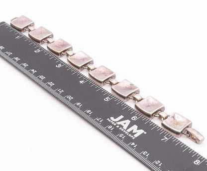 925 Sterling Silver Vintage Bracelet Antique Dark Tone Cubes Linked  BT11313