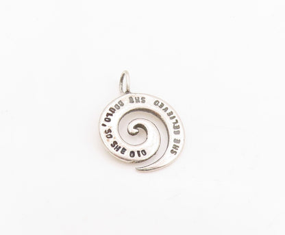 925 Sterling Silver Vintage Pendant She Believed So She Did Spiral Charm PT25380