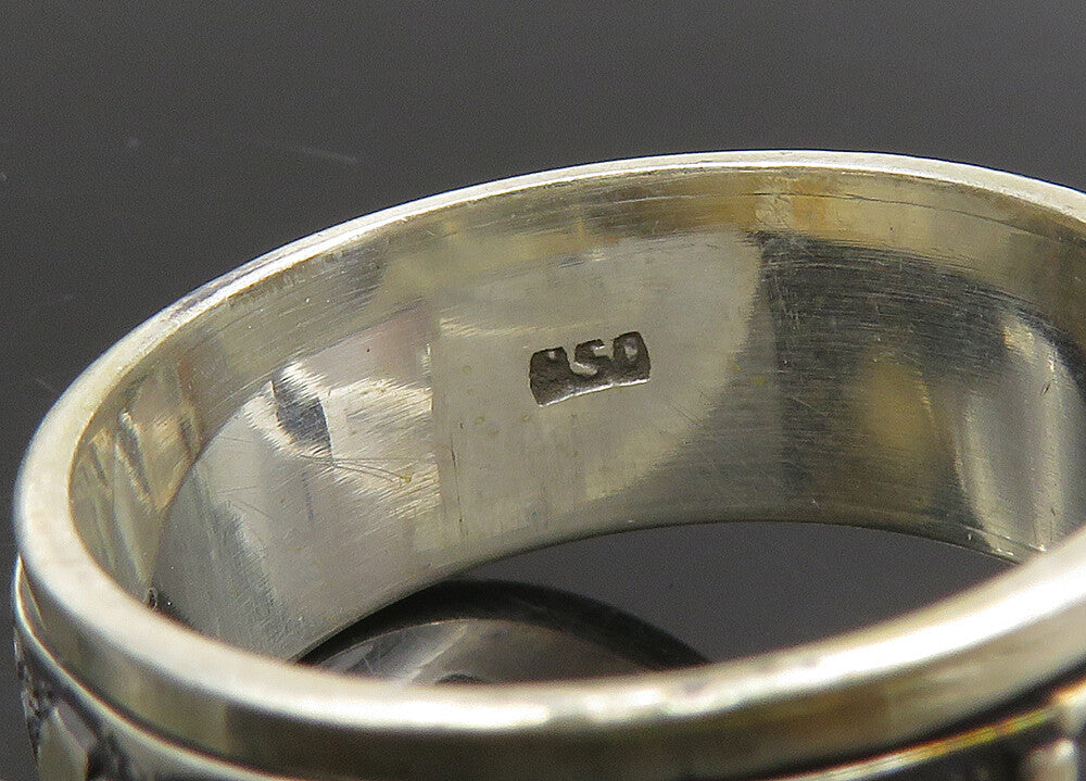 925 Sterling Silver  Vintage Two Tone Patterned Spinner Ring Sz 10  RG23259