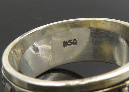 925 Sterling Silver  Vintage Two Tone Patterned Spinner Ring Sz 10  RG23259
