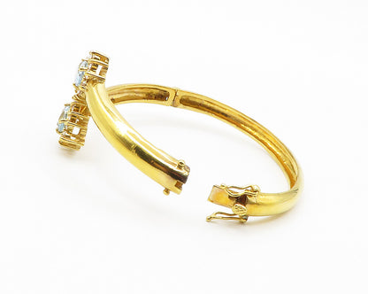 925 Sterling Silver Cubic Zirconia & Topaz Gold Plated Bangle Bracelet  BT5726