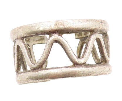925 Sterling Silver Vintage Ring Openwork Wave Cuff Ripple Band  Sz 7.5  RG33653