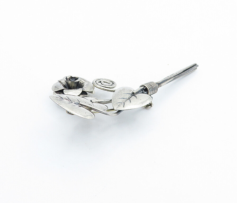 925 Sterling Silver  Vintage Antique Modernist Flower Bunch Brooch Pin  BP2479