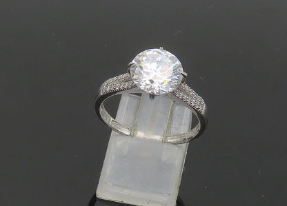 STAUER 925 Silver  Vintage Cubic Zirconia Solitaire Accent Ring Sz 10  RG21094