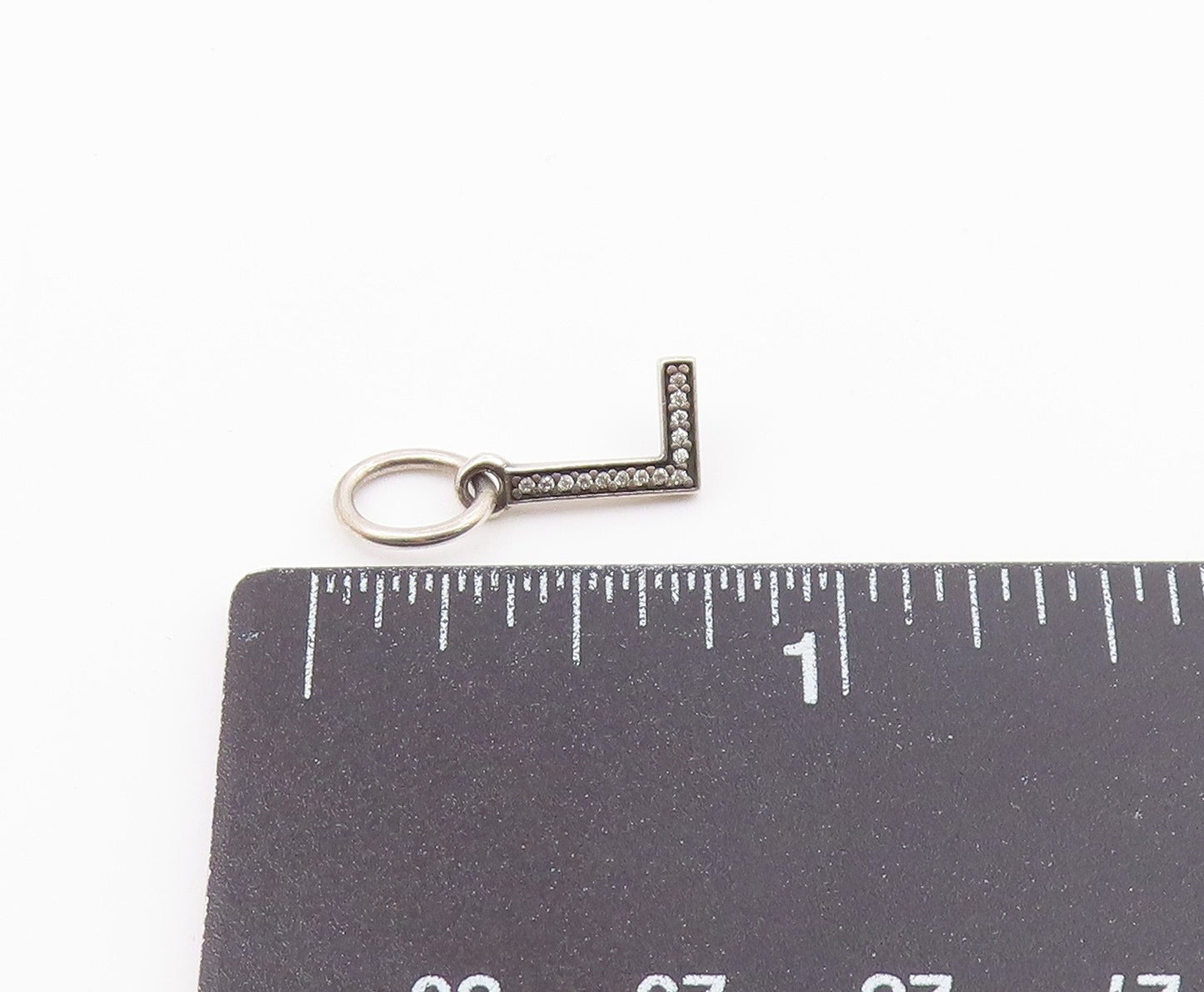 PANDORA 925 Sterling Silver  Vintage Petite Topaz L Initial Pendant  PT17943