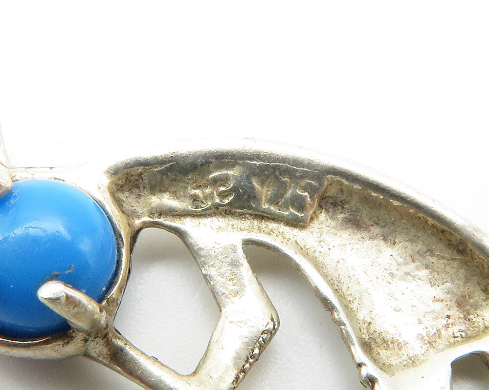 NAVAJO 925 Sterling Silver  Vintage Turquoise Kokopelli Dancer Pendant PT11334