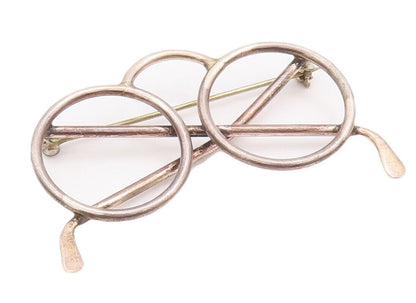 925 Sterling Silver Vintage Brooch Pin Solid Cutout Spectacles Frame  BP10944