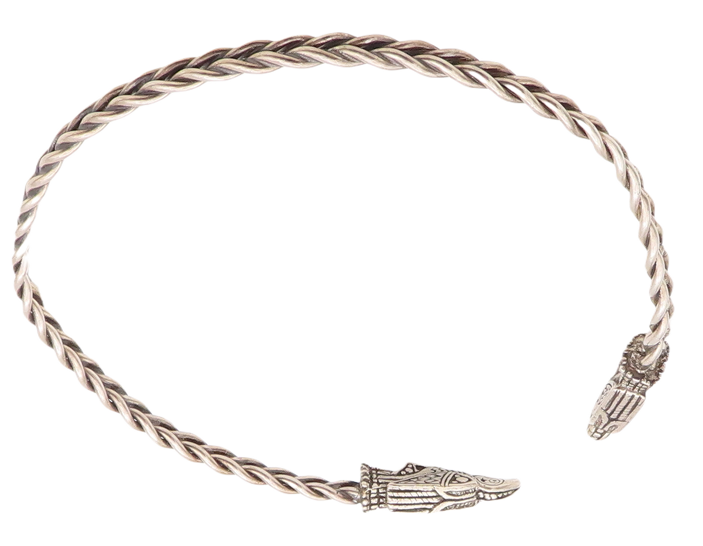 Solid Silver Vintage Necklace Solid Breaded Bird Carved Choker NE4343