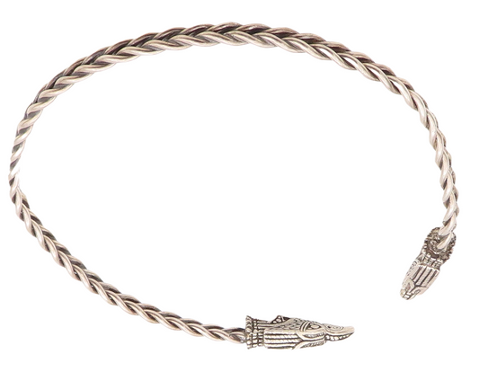 Solid Silver Vintage Necklace Solid Breaded Bird Carved Choker NE4343