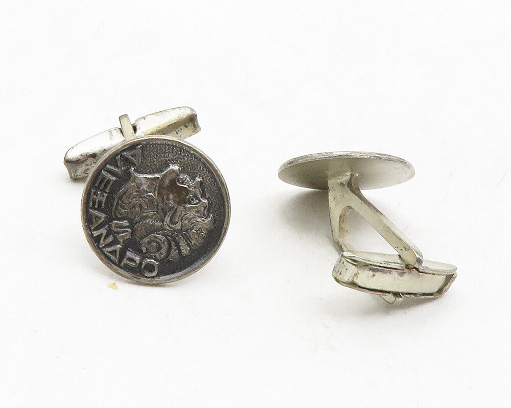 925 Sterling Silver  Vintage Antique Oxidized Face Profile Cufflinks  TR1926