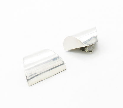MEXICO 925 Sterling Silver  Vintage Shiny Modernist Non Pierce Earrings EG8225