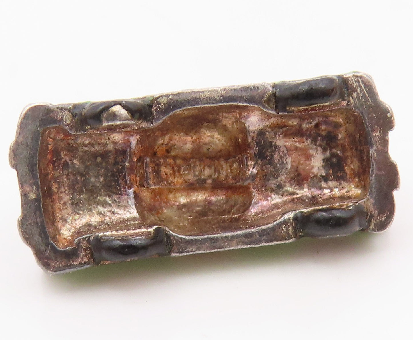 925 Silver  Vintage Green & Yellow Enamel Old Fashion Car Pendant  PT19872
