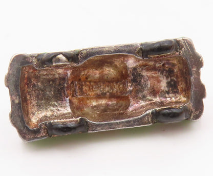 925 Silver  Vintage Green & Yellow Enamel Old Fashion Car Pendant  PT19872