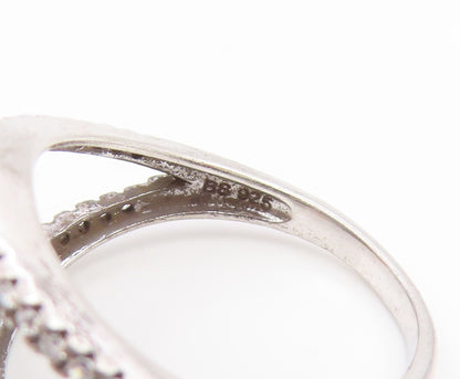 925 Sterling Silver Vintage Ring Sparkling CZ Elegant Split Band  Sz 6  RG35125