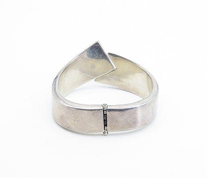 MEXICO 925 Sterling Silver  Vintage Bypass Style Hinge Bangle Bracelet  BT2512