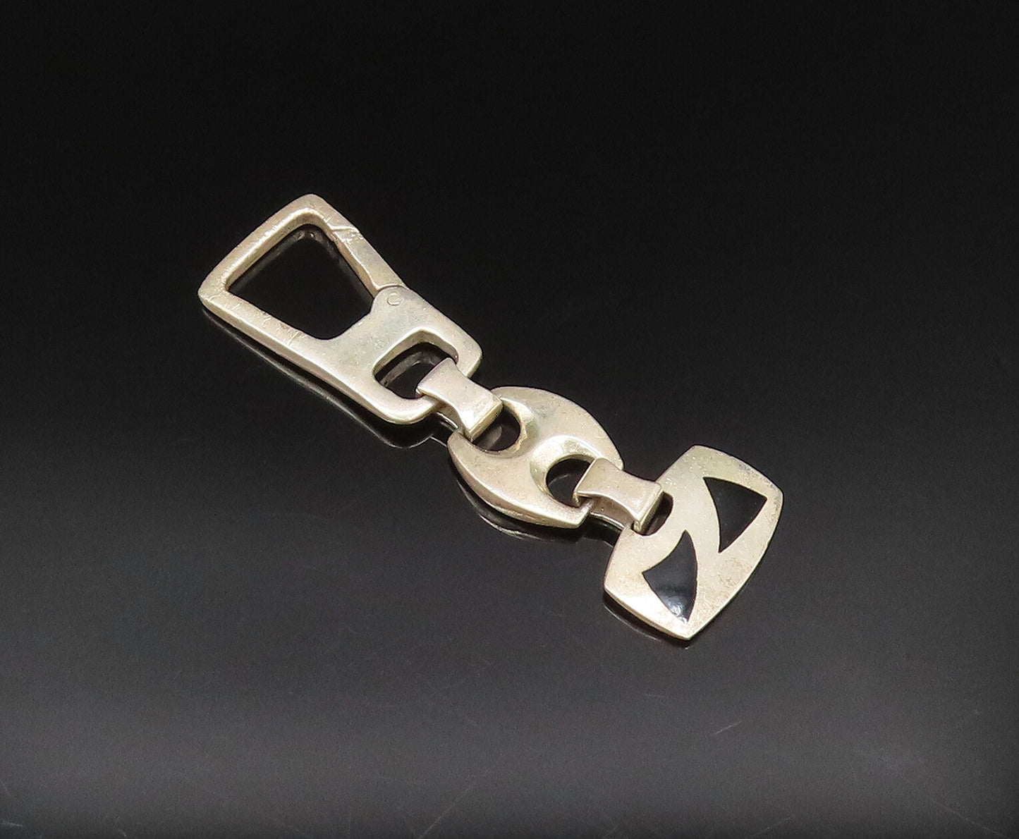 925 Sterling Silver  Vintage Enamel Triangle Anchor Link Key Chain  TR3389