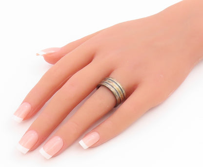 925 Sterling Silver Vintage Ring ART'S ELEGANCE Ribbed Band  Sz 8.5  RG35323