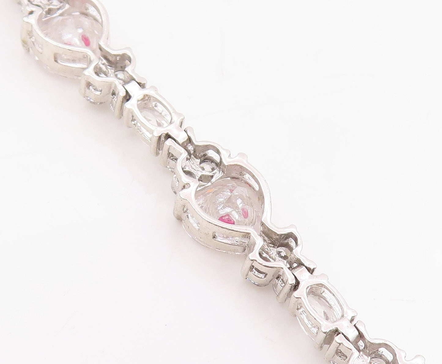 925 Sterling Silver Vintage Bracelet Sparkling CZ Love Heart Link Chain  BT11511