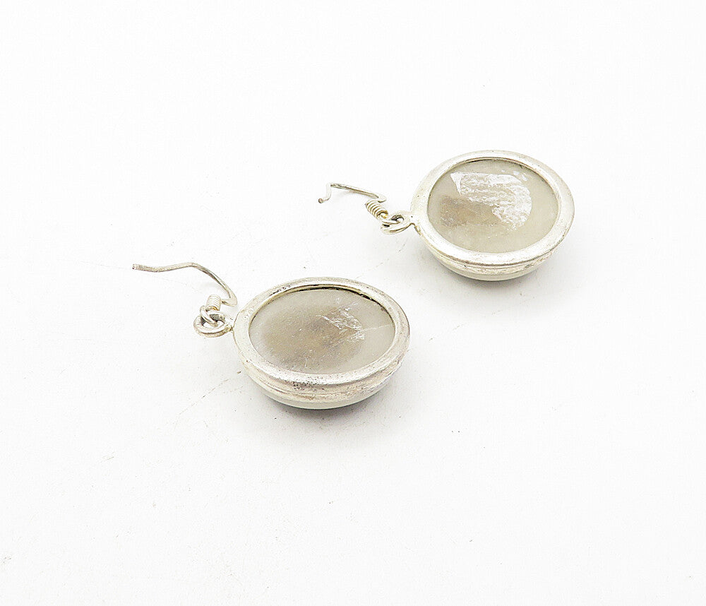 925 Sterling Silver  Vintage Quartz Hematite & Agate Dangle Earrings  EG3876