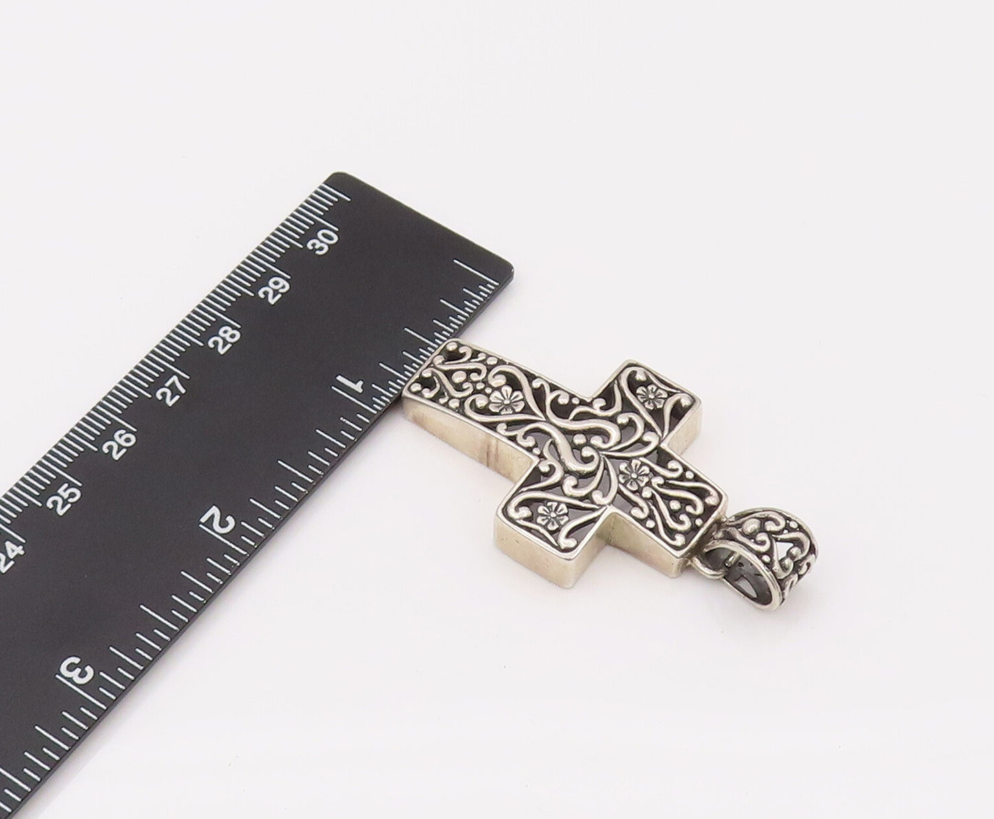 CAROLYN POLLACK 925 Silver  Vintage Filigree Work Cross Pendant  PT22215