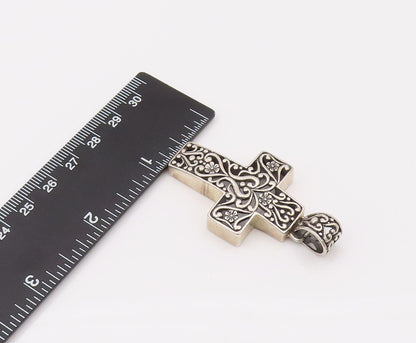 CAROLYN POLLACK 925 Silver  Vintage Filigree Work Cross Pendant  PT22215