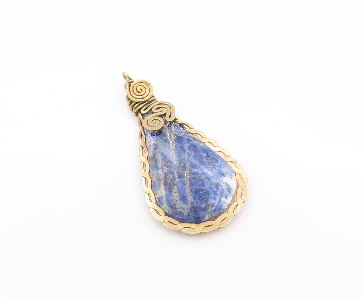 925 Sterling Silver Vintage Pendant Gold Plated Sodalite Metalwork Bulb  PT24087