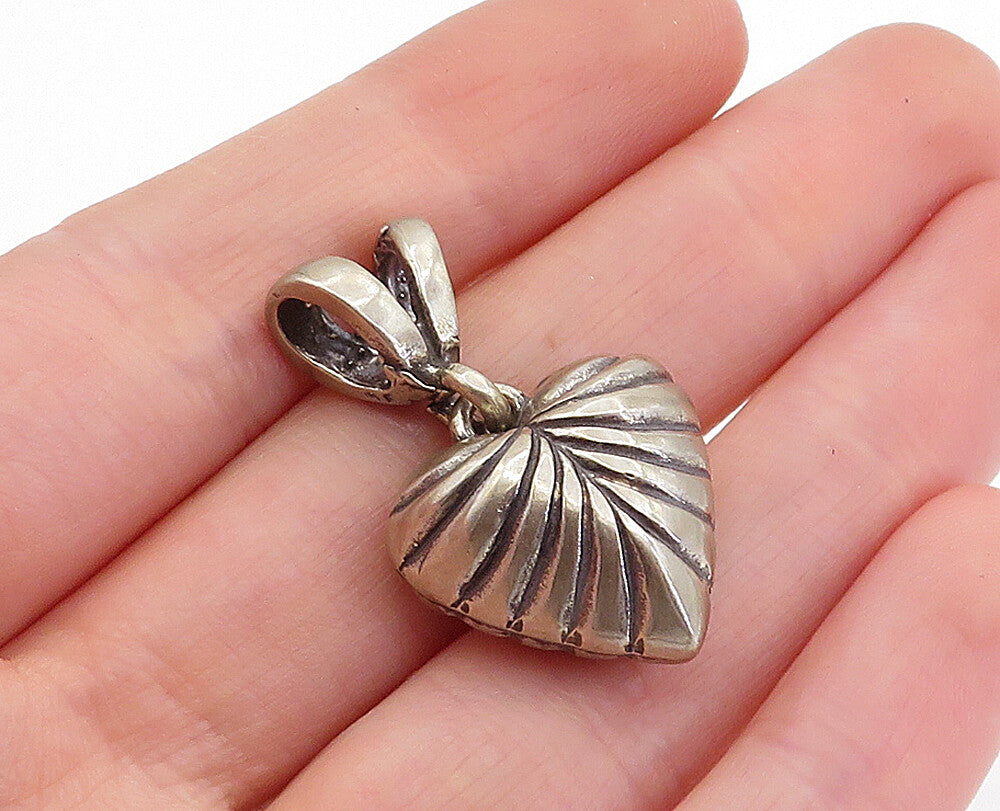 925 Sterling Silver  Vintage Dark Tone Hollow Love Heart Drop Pendant  PT3502