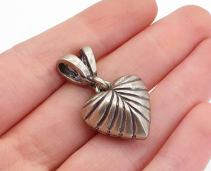 925 Sterling Silver  Vintage Dark Tone Hollow Love Heart Drop Pendant  PT3502
