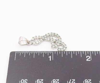 925 Sterling Silver   Vintage Cubic Zirconia Musical Note Pendant  PT20568