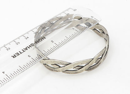 925 Sterling Silver  Vintage Woven Design Smooth Bangle Bracelet  BT8536