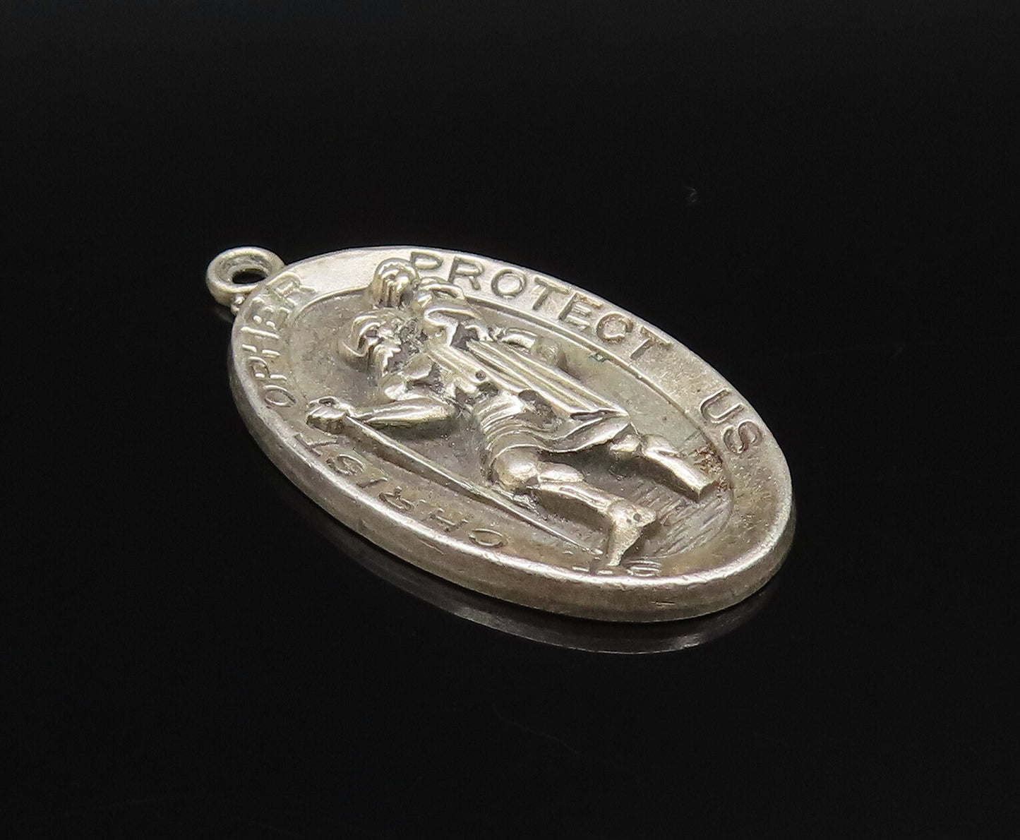 HAYWARD 925 Silver  Vintage St. Christopher & Jesus Religious Pendant  PT21619
