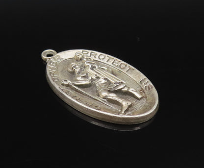 HAYWARD 925 Silver  Vintage St. Christopher & Jesus Religious Pendant  PT21619