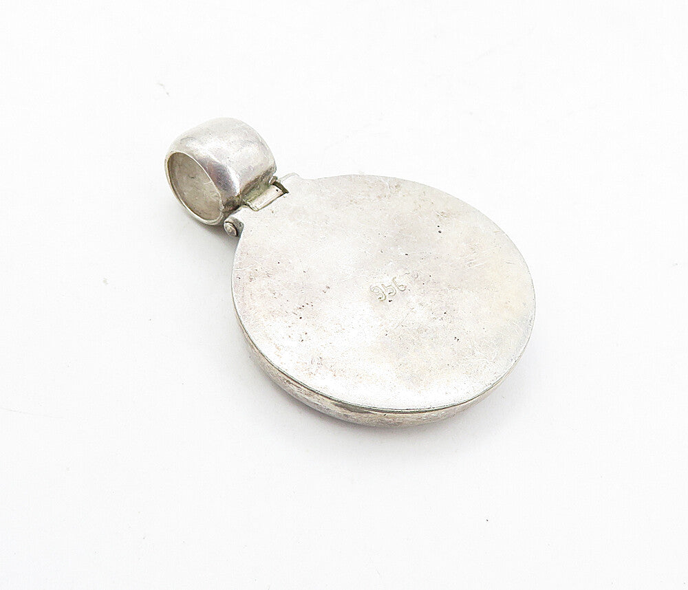 925 Sterling Silver  Vintage Purple Jasper Round Hinge Drop Pendant  PT6286