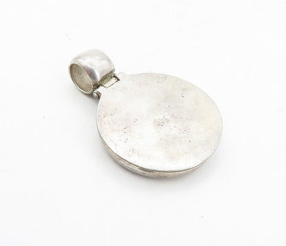 925 Sterling Silver  Vintage Purple Jasper Round Hinge Drop Pendant  PT6286
