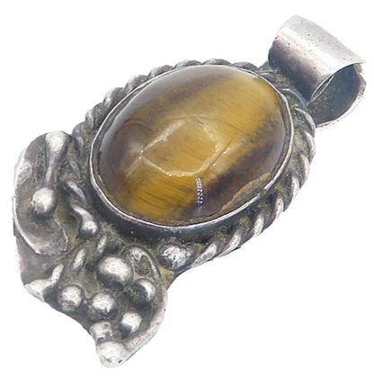STANLEY DAVIDSON 925 Silver  Vintage Tiger's Eye Twist Drop Pendant  PT6229
