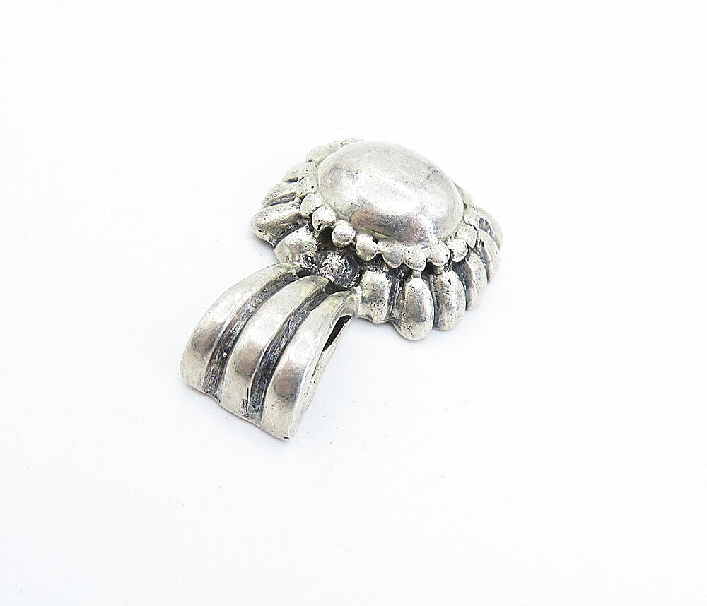 MEXICO 925 Silver  Vintage Hollow Fluted Oval Square Dome Drop Pendant  PT5114