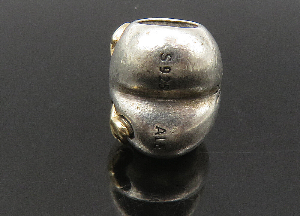 PANDORA 925 Silver & 14K GOLD  Vintage Two Tone Heart Slide Pendant  PT18009