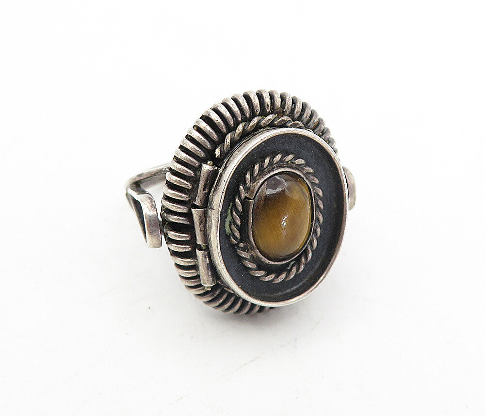 TAXCO 925 Silver  Vintage Tiger's Eye Oval Twist Cocktail Ring Sz 6.5  RG7652