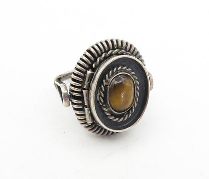 TAXCO 925 Silver  Vintage Tiger's Eye Oval Twist Cocktail Ring Sz 6.5  RG7652