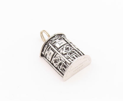 925 Sterling Silver Vintage Pendant Dark Tone Carved Thimble  PT24432