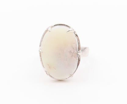 925 Sterling Silver Vintage Ring Modernist Oval Moonstone  Sz 8  RG32484