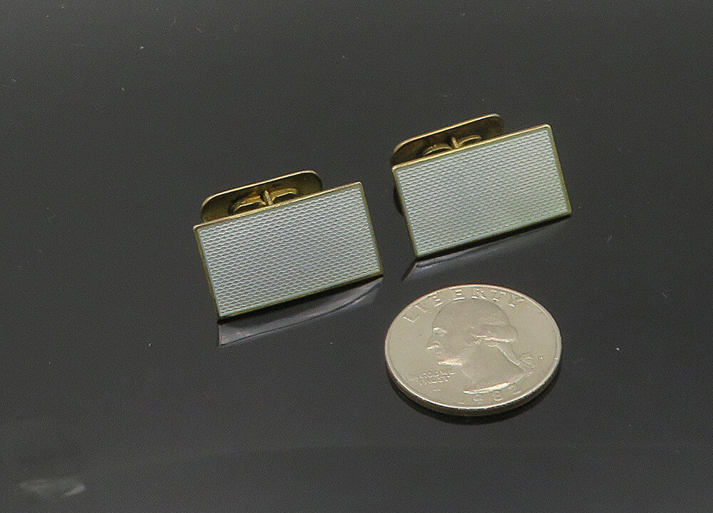 HROAR PRYDZ NORWAY 925 Silver  Vintage Enamel Rectangular Cufflinks  TR2781
