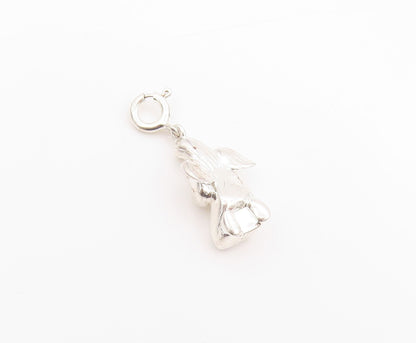 925 Sterling Silver Vintage Pendant 3D Guardian Angel Pendant with Clasp PT24876