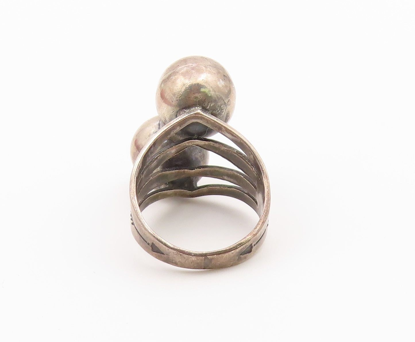 925 Sterling Silver Vintage Ring SOUTHWESTERN Etched Arrow Orb  Sz 6.5  RG36590