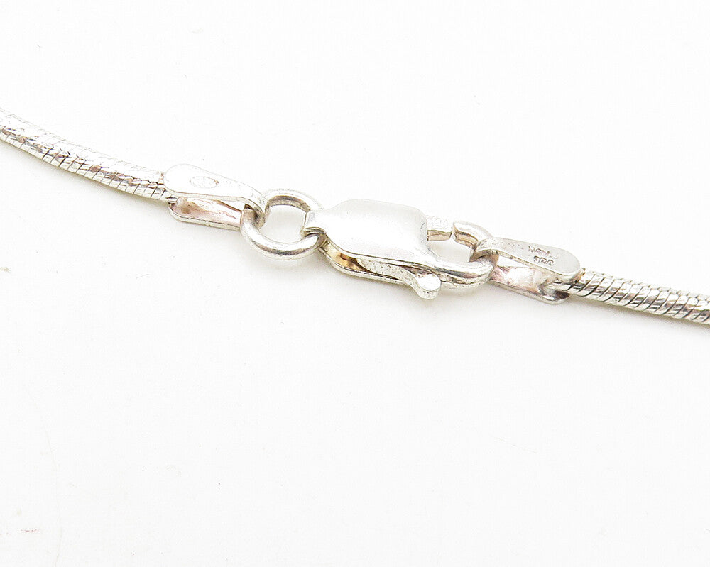 925 Sterling Silver  Prong Set Pink Topaz Shiny Snake Chain Necklace  NE1992