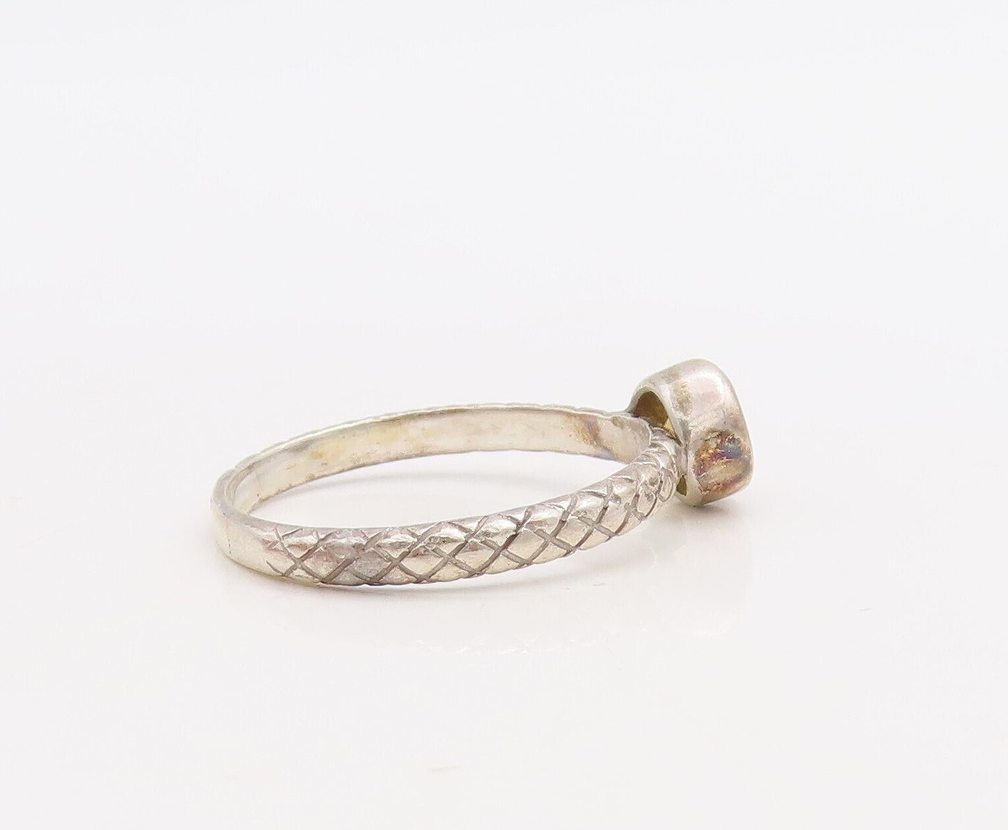 925 Sterling Silver Vintage Ring Etched Stackable Round Citrine  Sz 8  RG30530